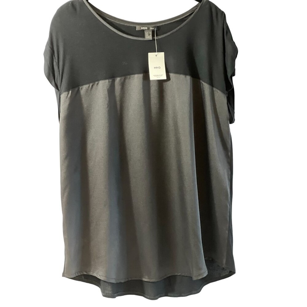MNG Black Women's Short Sleeved Blouse- Large NWT